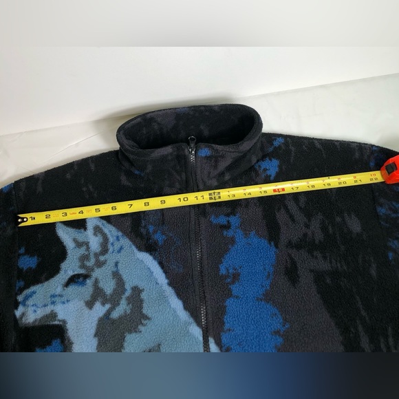 Mountain Ridge Men’s Fleece Wolf Design Size Large Full Zip Jacket - Picture 3 of 9